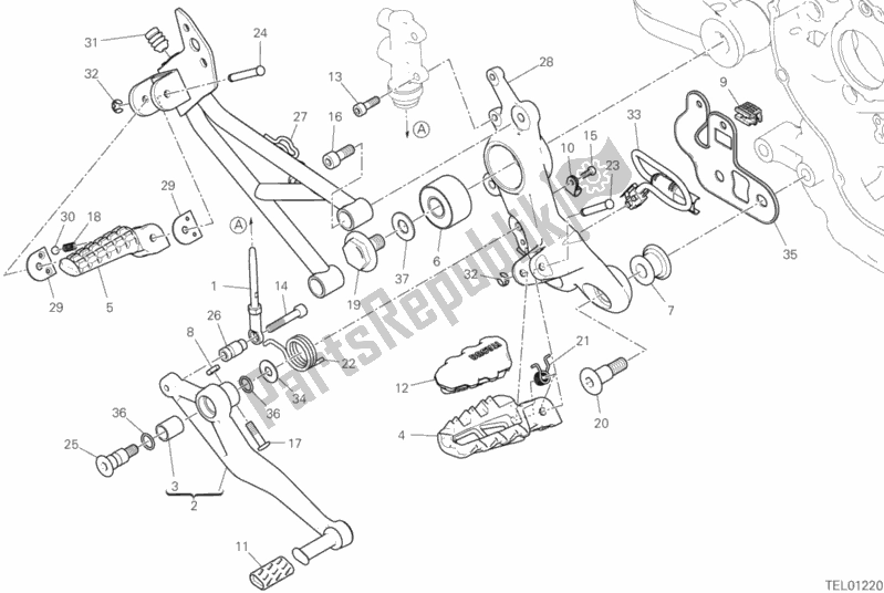 Tutte le parti per il Poggiapiedi, Giusto del Ducati Hypermotard 950 Thailand 2020